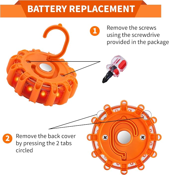 12 Pack LED Road Flare Warning Lights Premium Emergency Roadside Safety Kit Battery Powered Beacons
