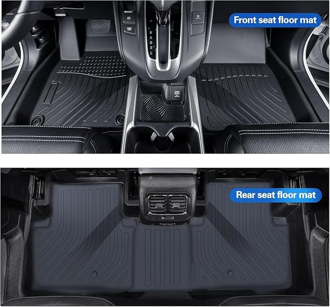All Weather Car Floor Mats for 12-17 Chevrolet Equinox 12-17 GMC Terrain/Terrain Denali TPE Rubber Full Set Includes 1st 2nd Row Front Floor Mat(for 12-17 Chevrolet Equinox/GMC)