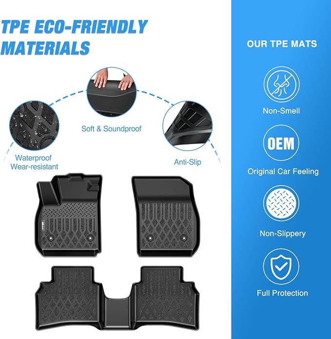 Nilight TPE Floor Mats for Buick Envision 2021 2022 2023 2024 2025 2026 All Weather Custom Fit Heavy Duty Floor Liners