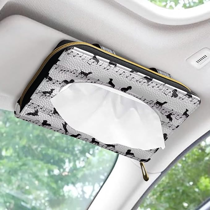 Dachshund Music Automotive Sun Visor Napkin Holder Car Visor Accessories Universal Sun Visor Napkin Holder Car Visor Tissue Holder