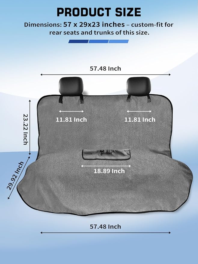 1160g Heavy Duty Towel Car Seat Cover, Sweatproof Absorbent Microfiber Rear Seat Protector for Gym Beach Athletes, Universal Fit Waterproof Back Seat Mat for Sedans SUV Minivans(Gray,1PC)