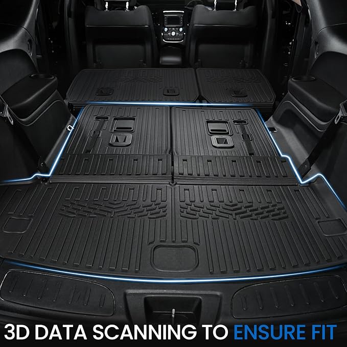 Floor Mats Set for 2016-2026 Dodge Durango (Only for 7 Seats with Bench Seats), All Weather TPE Backrest Mat Trunk Mat Cargo Liner Door Sill Guards Accessories