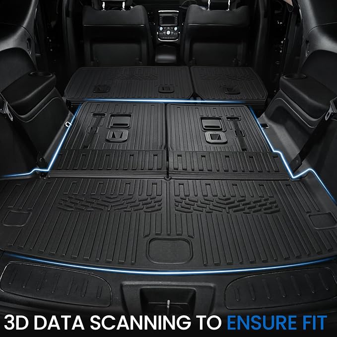 Floor Mats Set for 2016-2026 Dodge Durango (Only for 6 Seats with Captain Chairs), All Weather TPE Backrest Mat Trunk Mat Cargo Liner Door Sill Guards Accessories