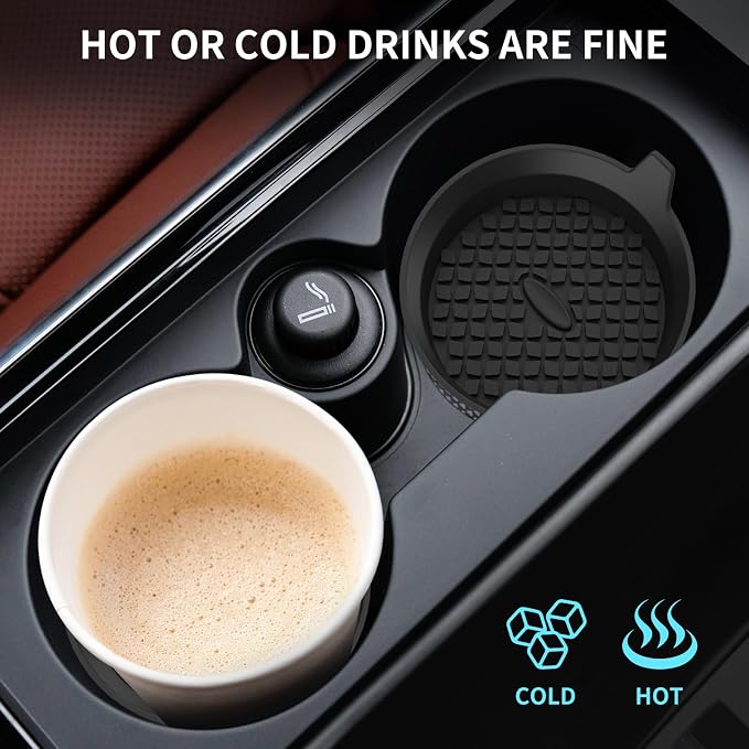 ME.FAN Car Cup Holder Coasters [4 Pack] Silicone Cups Mats, Automotive Universal Non-Slip Recessed Interior Accessories Black