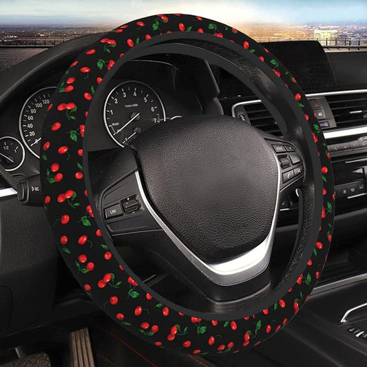 Delicious Cherry Elastic Steering Wheel Cover Non-Slip Breathable Steering Wheel Protector Fit Auto, Suvs, Truck