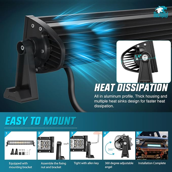 Nilight LED Light Bar 22Inch 120W Cube Flood Offroad Work Light with RGB Halo Strip Multi Chasing Flash Strobe Mode APP & Remote Control IP67 Waterproof for Truck Pickup Golf Cart SUV ATV UTV