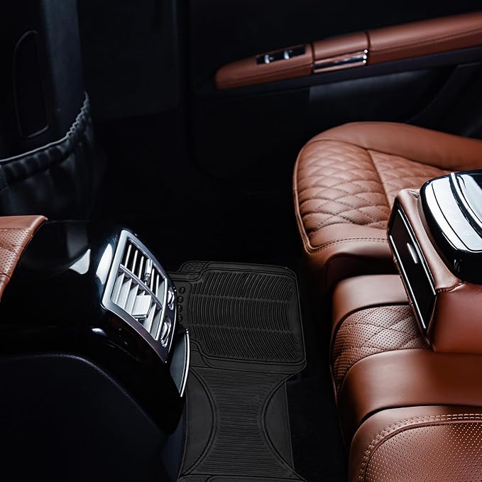 ZONETECH Rubber Car Interior Floor Mat Premium Quality All Weather Protection-Perfect for Car, Truck and SUV