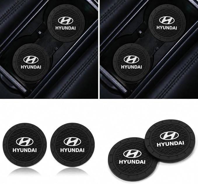 2PCS Car Cup Holder Coasters,Car Coasters for Cup Holder Car Cup Holder Insert Mat Works with Hyundai Santa Fe Palisade Kona Elantra,Car Cup Holder Accessory,Silicone Non-Slip