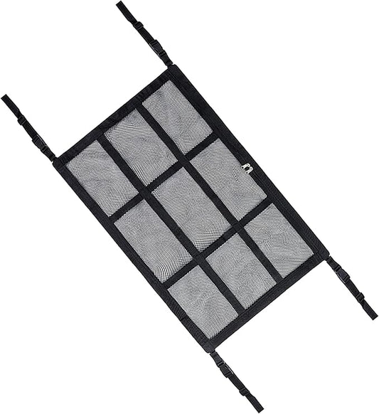 Car Ceiling Cargo Net Pocket, 35"×26"Double-Layer Roof Storage Net | Car Camping Essentials Mesh Organizer with Adjustable Buckles, Universal Long Road Trip Auto Accessory for Sedan, Truck, SUV