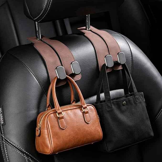 Universal Car Headrest Hooks Heavy Duty Suede Seat Organizer(Black) | Keep your car organized with these heavy-duty suede hooks—the perfect spot for your purse, bags, and daily essentials