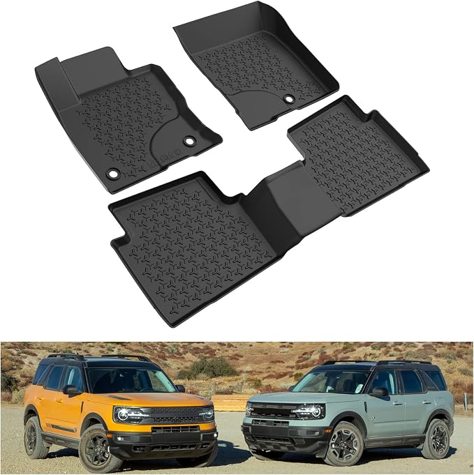 Kiwi Master Floor Mats for 2021-2026 Ford Bronco Sport | OEM Replacement MP1Z-7813300-AA, Custom Fit, All Weather Car Mats, Heavy Duty TPE Floor Liners, Front & Rear 2 Row Set, Black