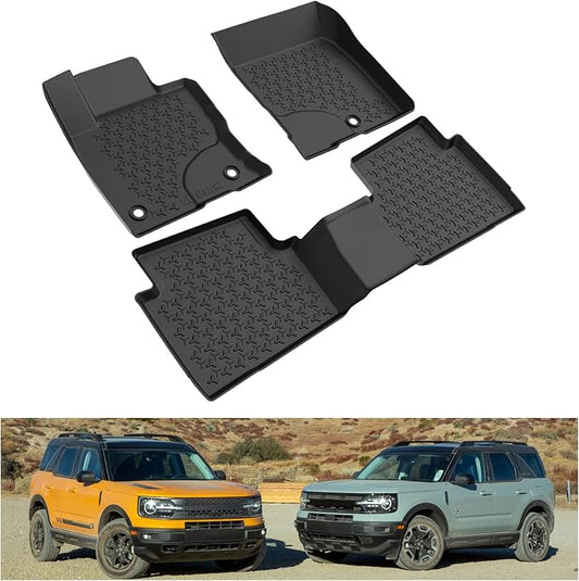 Kiwi Master Floor Mats for 2021-2026 Ford Bronco Sport | OEM Replacement MP1Z-7813300-AA, Custom Fit, All Weather Car Mats, Heavy Duty TPE Floor Liners, Front & Rear 2 Row Set, Black