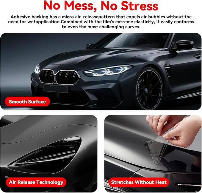 Self-Healing Clear Paint Protection Film for Cars - 8.5Mil TPU Film Roll for Car, Truck, Motorcycle, Bike - UV Protection, Non-Yellowing, Hydrophobic Top Coat(1ft x 5ft)