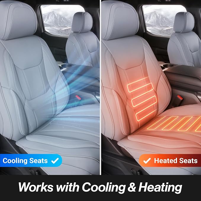 Coverland Custom Truck Car Seat Covers Full Set for [2020-2026 Chevy Silverado 2500HD, 3500HD Crew Cab Front Bucket Seats Rear 40/60 Split Cushion] - Protector Water Resistant Leather [Full Set-Gray]