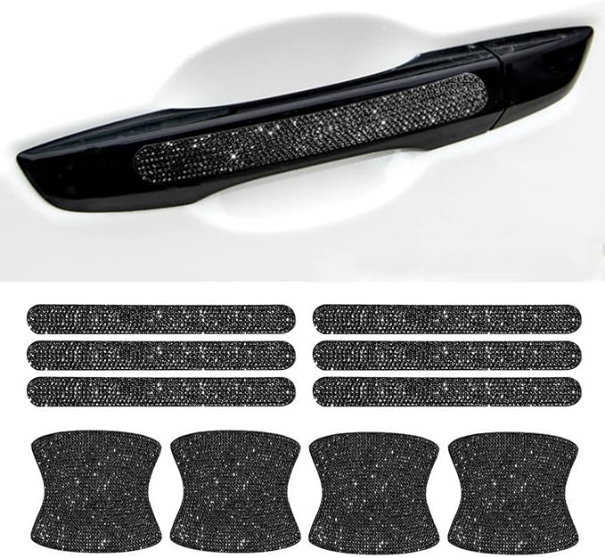 BetterJonny 10PCS Crystal Protector, Rhinestone Stickers Bling Scratch Protector for Women & Girls (Black)