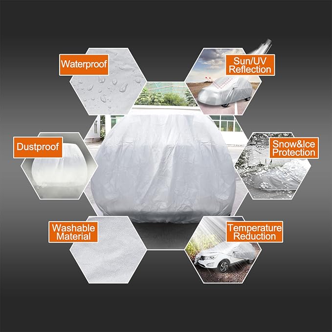 uxcell YL Non-Waterproof Hatchback Cover - Sun/Rain Protection for 5-Door Hatchbacks (4.9m X1.85m X1.8m)