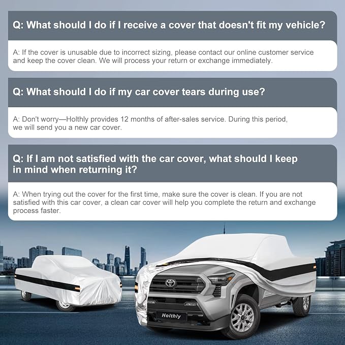 10 Layers Truck Cover Waterproof All Weather Custom Fit Toyota Tacoma(1995-2026) Xtra/Access/Double Cab Short Bed, Outdoor Full Exterior Pickup Car Cover Sun Rain Snow Ice Protection. Sliver