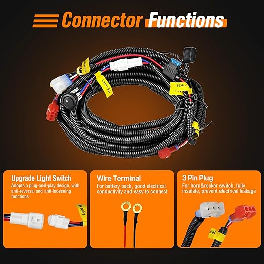 Upgrade Golf Cart Light Wire Harness for Club Car DS&EZGO TXT RXV&Yamaha Models, 12V Universal Golf Cart Headlight Taillight Harness with Fuse, Plug and Play