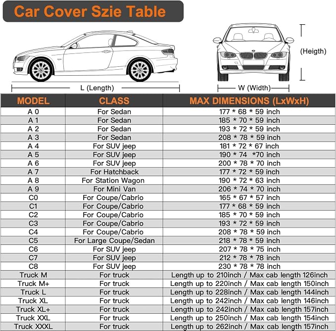Kayme Truck Cover Waterproof All Weather - See Vehicle Size Chart - Heavy Duty Outdoor Pickup Cover Sun Uv Rain Protection, Universal Fit Most Extended Cab Short Bed. Length Up to 228 inch.