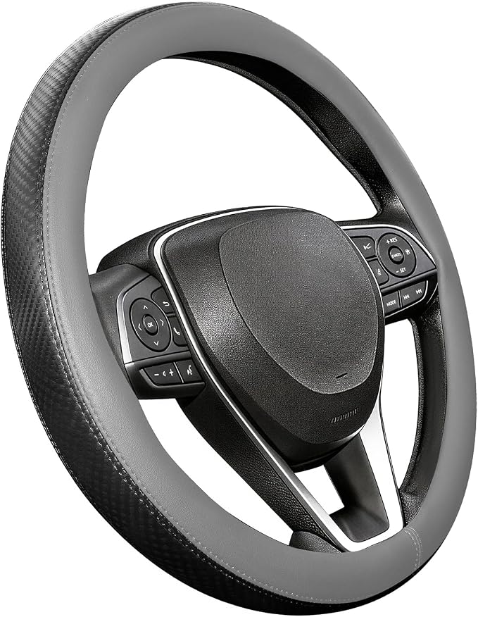 Steering Wheel Cover for Toyota RAV4, Camry, Corolla, Tacoma, Highlander, Sienna, Fit 14.5-15" Wheels, Standard Size (Gray)