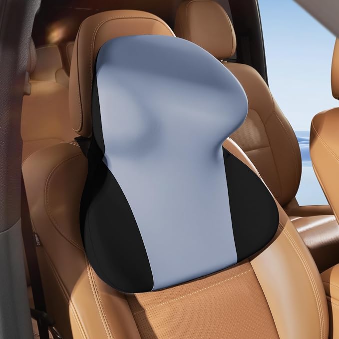 BEBAS Car Headrest Pillow, Ergonomic Neck Pillow with Memory Foam, Enlarged Surface for Head Neck Shoulder Support, Breathable Removeable Car Seat Pillow for Pain Relief(BlackBlue, 1 Pack)