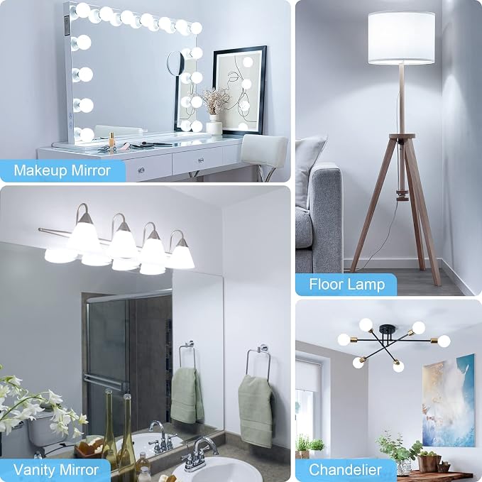 20-Pack G25 LED Globe Light Bulbs for Bathroom 5000K Daylight White, E26 Base Vanity Light Bulbs 60W Incandescent Equivalent, 5W Round Light Bulb, 500LM, CRI 85+, Non-dimmable