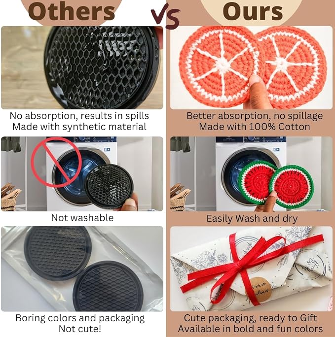 Cotton Crotchet Fruit Car Coaster Set (Zesty Pop)