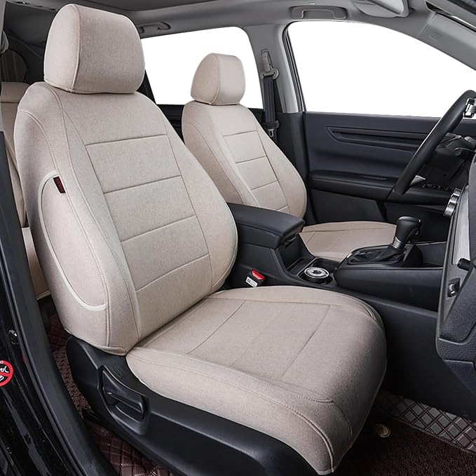 coverdream Custom Fit Seat Covers for Toyota Tacoma Double Cab/Crew Cab 2016 2017 2018 2019 2020 2021 2022 2023,Full Coverage,UV Resistant Polyester Seat Protector (Full Set,Beige)