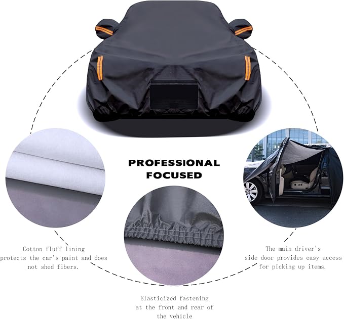 Tesla Model Y Car Cover (2020-2026) Waterproof All Weather, Heavy Duty Car Covers with Driver Door Zipper, Outdoor Rain Snow UV Protection (185" - 190")