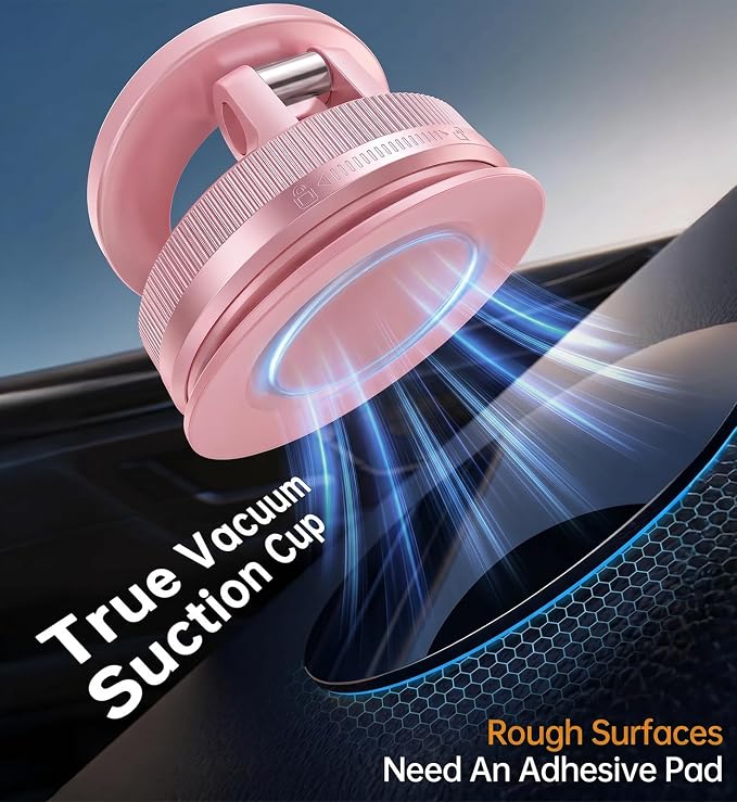Coolpow【Newest Vacuum Magnetic Phone Holder for Car Phone Holder Mount【Movable Vacuum Suction】 Magsafe Car Mount Cell Phone Holders for Your Car Accessories for Women Men for iPhone 17 16-Light Pink