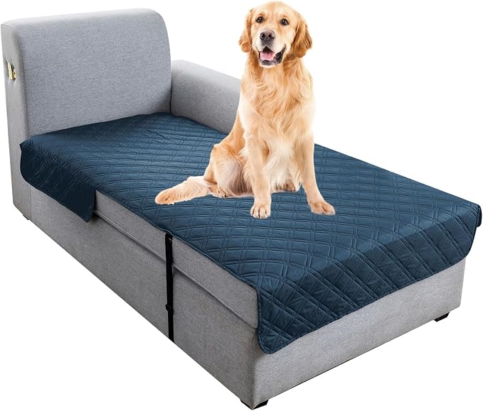 Genina L Shape Couch Cover, Sectional Couch Chaise Covers, Waterproof Washable Sofa Covers for Right L Shape Chaise Lounge, Anti-Slip Sofa Slipcovers for Dogs Cats Pet Friendly(Peacock Blue)