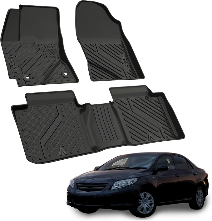 LASFIT All Weather Floor Mats for Toyota Corolla Sedan 2014-2019, TPE Black | All Weather Full Coverage Custom Fit TPE Floor Liners for Toyota Corolla 2014-2019, Easy to Clean, 1st & 2nd Row