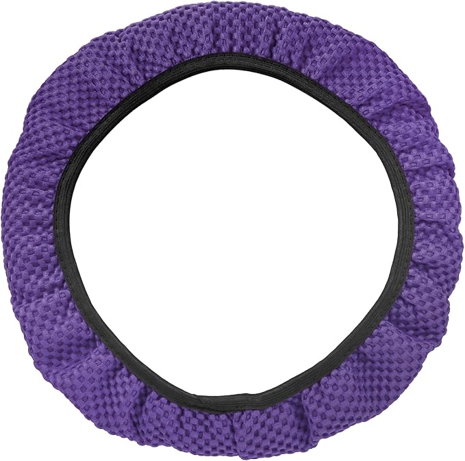 X AUTOHAUX Steering Wheel Cover Universal Elastic Stretch Antislip Breathable Microfiber Ice Silk Interior Trim Wheel Protector for Car Truck SUV Purple