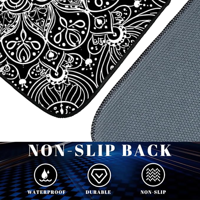 Mandala Car Floor Mats Set of 4 Black White Floral Boho Pattern Art Decorative Car Floor Carpets Front Rear Carpets Mat Non-Slip Auto Car Accessories Universal Fit Car Accessories for Truck