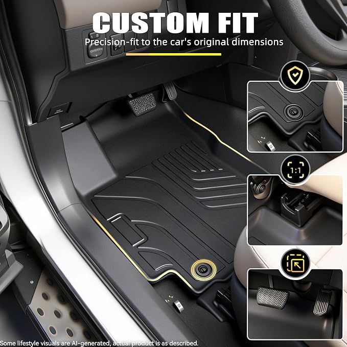 Floor Mats & Cargo Liner Set for Toyota RAV4 2013-2018Including Hybrid, Custom Fit TPE All Weather Floor Linerswith Cargo Mat and Seat Back Protector, Full Set Interior Protection