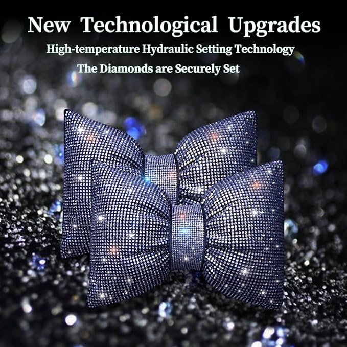 Car Neck Pillows Bowknot Car Headrest Cushion Crystal Rhinestone Diamond Bling Accessories for Women Driving Comfort Neck Support Pillow White 2Pcs