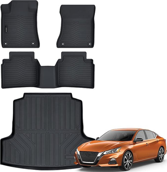 Auxko All Weather Floor Mats Cargo Mat Fit for Nissan Altima 2026 2025 2024 2023 2022 2021 2020 2019 TPE Floor Liner Trunk Mat Altima Accessories All Season Odorless Anti-Slip Black