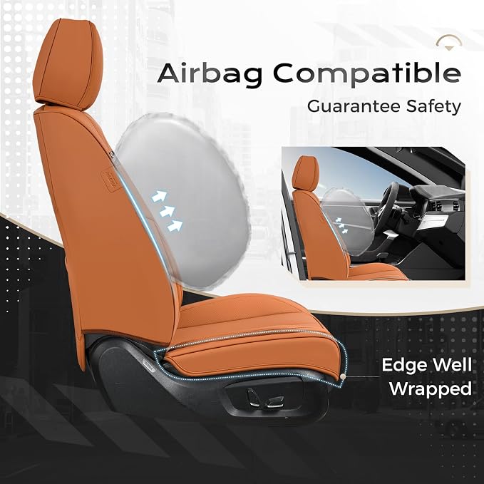Coverado Car Seat Covers, Seat Covers for Cars, Waterproof Leather Auto Seat Protectors, Leather Car Seat Cushion, Car Interiors Accessories Universal Fit for Most Cars