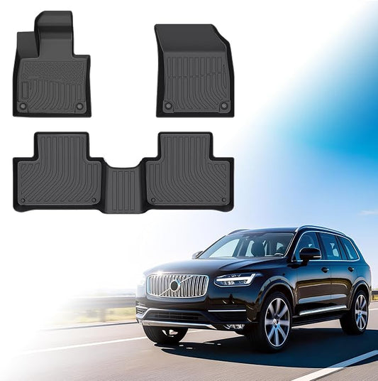 Floor Mats for Volvo XC90 2016-2025, ONLY for Gas 7 Bench Sests | NOT for Hybrid 2016-2019 or Recharge 2021-2026, XC90 TPE Floor Mats 1st & 2nd Row,Non-Slip Summer Winter Mats Accessories