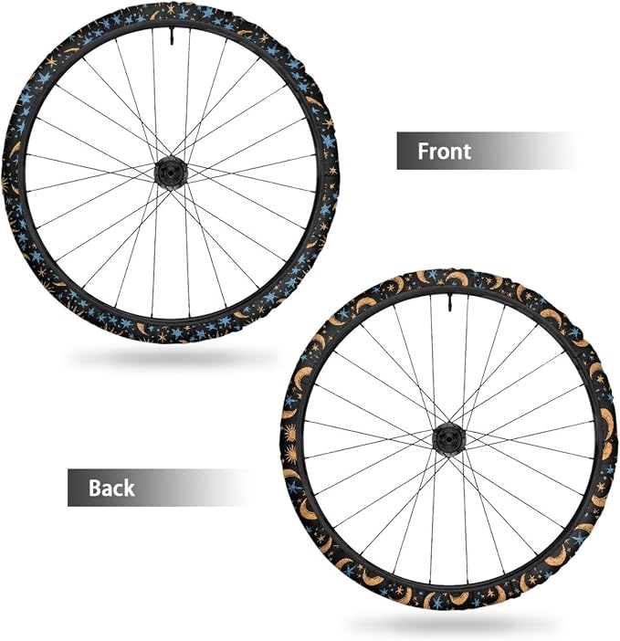 Moon Stars Wheelchair Wheel Covers 2 Pack Wheelchair Tyre Covers Neoprene Wheel Cover for Transport Wheelchair Wheels, 24 Inch