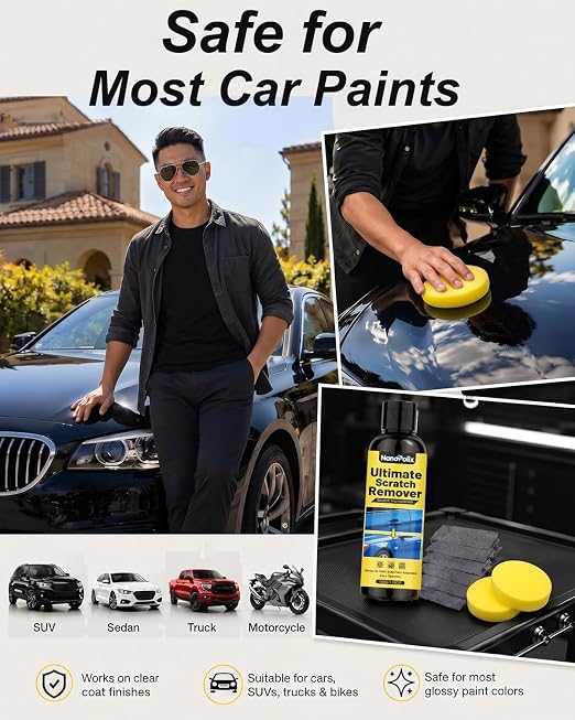 Ultimate Scratch Remover 100g with Cloth & Sponge for Cars | for Light Scratches, Water Spots, Swirl Marks and Scuffs, Rapidly Polishes Restore Shine, Safe for All Paint Colors