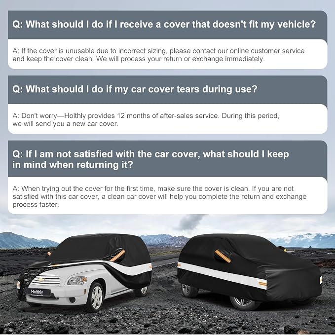 10 Layers SUV Car Cover Custom Fit for Chevrolet HHR (2005-2011), Waterproof All Weather for Automobiles, Outdoor Full Cover Sun Dust Rain Protection with Cotton. Black