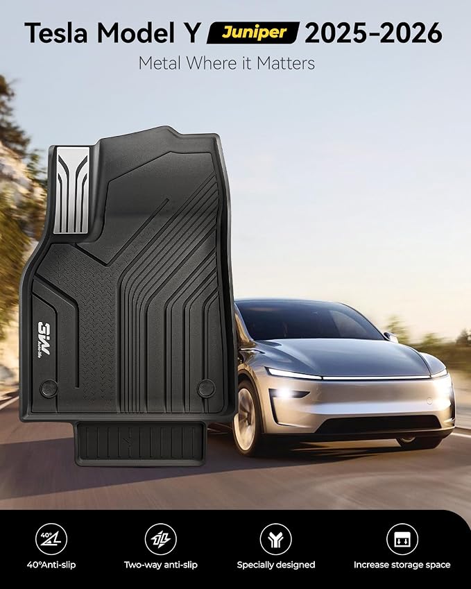3W Tesla 2025-2026 New Model Y Juniper Floor Mats and Cargo Liners (Not for Standard), TPE 10PCS Full Set Floor Liner, Cargo Mats and Seat Back Cover Protector, Car Mats for Tesla Model Y Accessories