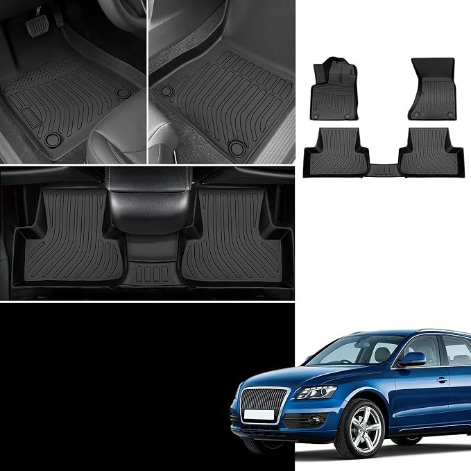 Floor Mats for Audi Q5 2009-2011 2012 2013 2014 2015 2016 2017 | TPE 2010 Q5 Floor Mats 1st & 2nd Row,Waterproof Summer Winter Non-Slip All Weather Floor Liners Car Accessories