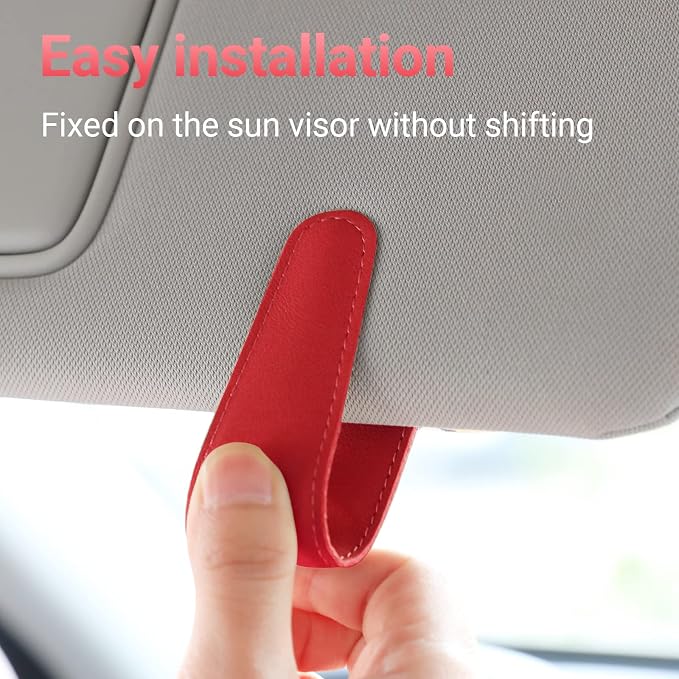 Sunglass Holder for Car Sun Visor Sunglasses Clip Car accessories -2 Packs | sun visor organizer, ticket card clip, eyeglass sunglasses holder, one-handed magnetic, anti-scratch, car stuff for women men