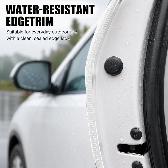 16.4 Ft Rubber Car Door Edge Guards, U Shape Edge Trim, White | Flexible profile, cut to fit, parking ding shield, push on setup, fits most sedans SUVs trucks, automotive accessories