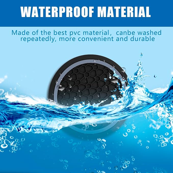 Car Cup Holder Coasters, Dustproof Automotive Interior Accessories Mat,2.75 Inch Non-Slip Insert Water Bottle Holder Pads, Universal for Vehicles, Trucks, RVs and More (Black/Gray, 2PCS)