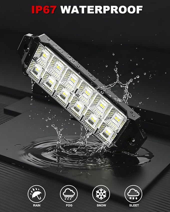 7.6 Inch Flush Mount LED Pod Lights, 2PCS 12V/24V 64W 12400LM Bumper Backup Reverse Spot Off-Road Driving Fog Work Led Light Bar for Truck, ATV, UTV, Boat