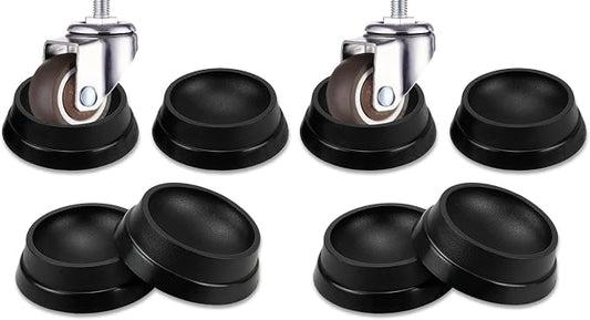 FERCAISH 4PCS Furniture Wheel Caster Cups Rubber Non-Slip Foot Mats, Strong Grip Round Floor Protectors for Crib Wheels, Furniture Table Legs (Black) (Pack of 2)