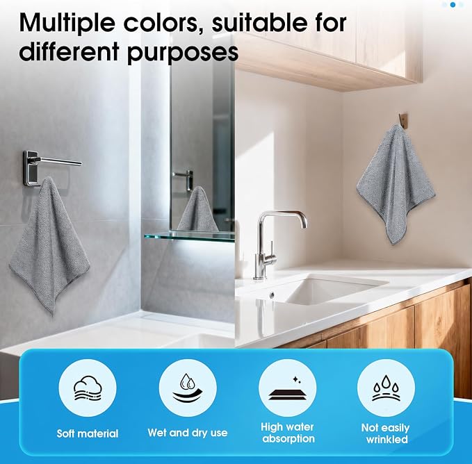 QYL Microfiber Cleaning Cloth,12 Pack Cleaning Rags, Cleaning Towels, 11.8"X11.8", Grey